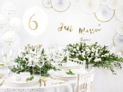 PartyDeco Organza s potiskom, bela, 0,36 x 9 m, 1 kos.