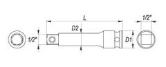 YATO  1/2" nastavek za udarce razširitev 250 mm CrMo