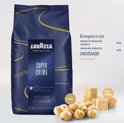 Lavazza Super Crema kava v zrnu, 1 kg