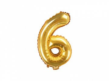 Folija balon 35 cm številka ''6'' zlate barve | FB10M-6-019