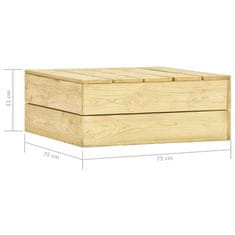 Vidaxl Vrtna miza 75x75x31 cm impregnirana borovina