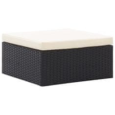 Vidaxl Vrtni počivalnik s streho črn 200x60x124 cm poli ratan
