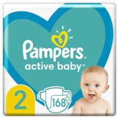 Pampers Active Baby plenice, velikost 2, 168 kosov, bele