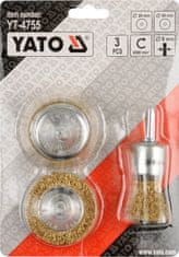 YATO  Set žičnih ščetk z nastavkom za vrtanje 3 kom medeninasta žica