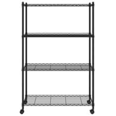 Vidaxl 4-nadstropni regal s kolesi 90x35x142 cm črn 200 kg