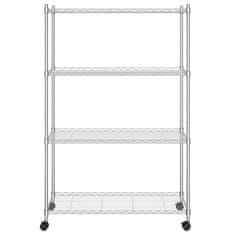 Vidaxl 4-nadstropni regal s kolesi 90x35x142 cm krom 200 kg
