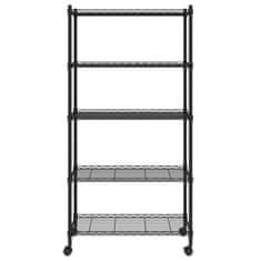 Vidaxl 5-nadstropni regal s kolesi 75x35x155 cm črn 250 kg