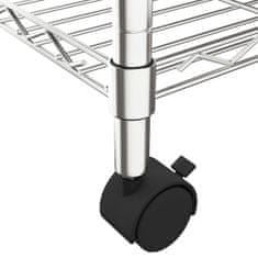 Vidaxl 4-nadstropni regal s kolesi 90x35x142 cm krom 200 kg