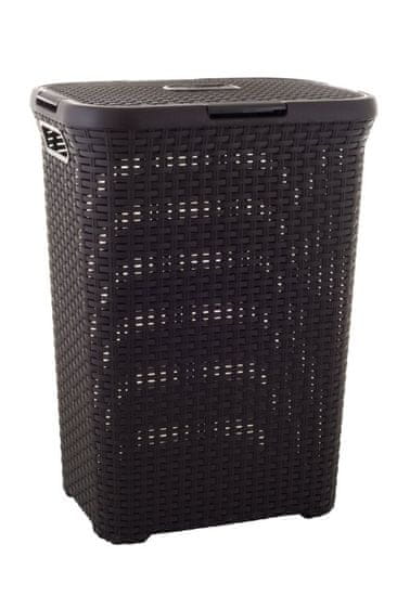 Curver koš za perilo Rattan, 60 l, temno rjav