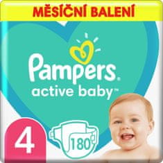 Pampers Active Baby plenice, vel. 4, 9–14 kg, 180 kosov - odprta embalaža