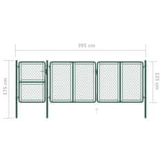 Vidaxl Vrtna vrata jeklena 125x395 cm zelena