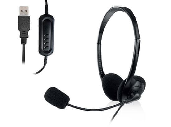 Ewent EW3568 slušalke, USB, mikrofon, črne