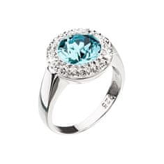 Evolution Group Srebrn prstan z modrim kristalom Swarovski (Obseg 52 mm)