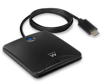 Ewent EW1055 čitalnik pametnih kartic, USB-C, črn