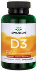 Swanson Vitamin D3, 2000 ie, večja učinkovitost, 250 kapsul