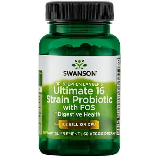 Swanson Dr.Stephen Langer's Ultimate 16 probiotičnih sevov v kompleksu s prebiotiki FOS (podpora prebavi), 60 zeliščnih kapsul