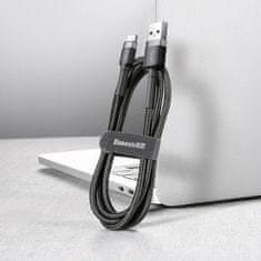 BASEUS Trpežni, prožen USB-C kabel QC3.0 3A 1M, črno-siv