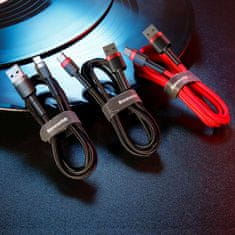 BASEUS Trpežni, prožen USB-C kabel QC3.0 3A 1M, črno-siv