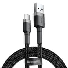BASEUS Cafule Cable zmogljiv najlonski kabel USB / USB-C QC3.0 3A 1M črno-siv (CATKLF-BG1)