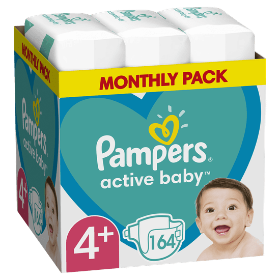 Pampers Active Baby plenice, vel. 4+, 10–15 kg, 164 kosov - Poškodovana embalaža