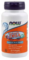 NOW Foods DHA Kids žvečljiva (Omega-3), 100 mg, 60 žvečljivih kapsul