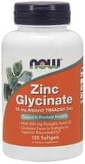 NOW Foods Cinkov glicinat (cinkov bisglicinat + bučno olje), 30 mg, 120 mehkih kapsul