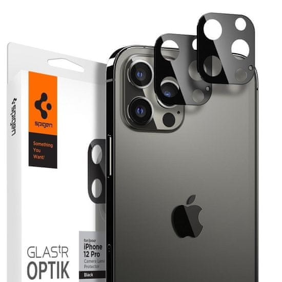 Spigen Optik.Tr 2x zaščitno steklo za kamero za iPhone 12 Pro, črna