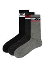 Replay Nogavice Tennis 2 Leg Logo 3Prs Card Wrap - Dark G.M./Black/G.Me 35-38