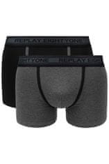 Replay Bokser spodnjice Boxer Style 6 Cuff Logo&Contrast Piping 2Pcs Box - Black/Dark Grey Mel. S