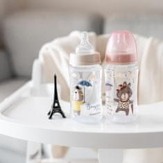 Canpol babies Bonjour Paris steklenica s širokim vratom, 240ml, roza