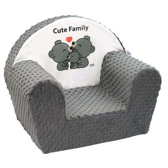 NEW BABY Otroški fotelj iz minkyja, Cute Family, sive barve