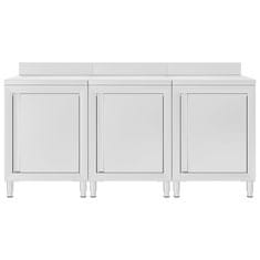 Vidaxl Komercialna delovna miza z omarico 180x60x96 cm nerjaveče jeklo
