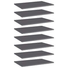 Vidaxl Dodatne police za omaro 8 kosov visok sijaj sive 60x40x1,5 cm