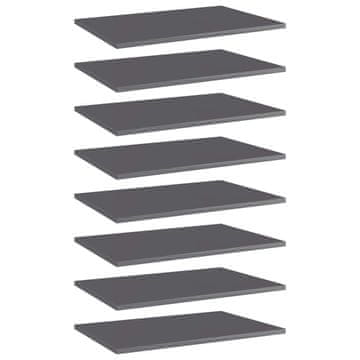 Vidaxl Dodatne police za omaro 8 kosov visok sijaj sive 60x40x1,5 cm