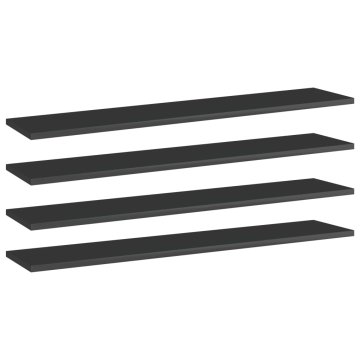 Vidaxl Dodatne police za omaro 4 kosi visok sijaj črne 100x20x1,5 cm