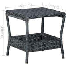 Vidaxl Vrtna mizica temno siva 45x45x46,5 poli ratan