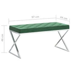Vidaxl Klop 97 cm temno zelen žamet in nerjaveče jeklo
