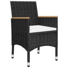 Vidaxl 3-delni set za bistro, PE ratan in kaljeno steklo, črna barva