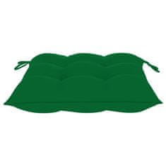 Vidaxl Gugalnik z zeleno blazino trdna tikovina