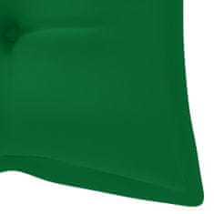 Greatstore Klop Batavia z zeleno blazino 120 cm trdna tikovina