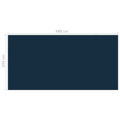 Greatstore Plavajoča PE solarna folija za bazen 488x244 cm črna in modra