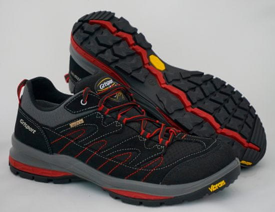 Grisport nizki treking čevlji 12503 , črno/sivi z rdečimi okrasnimi deli