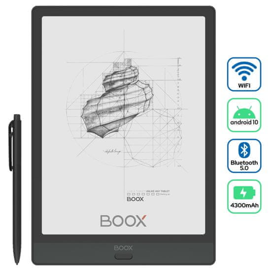 Onyx Boox Note 3 e-bralnik, 4GB/64GB, Wi-Fi, črn