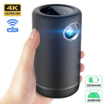 Byintek P30 prenosni mini projektor, 3D LED DLP, 350 ANSI lumnov, Android, Wi-Fi, Bluetooth 5.0, 1080p - Odprta embalaža