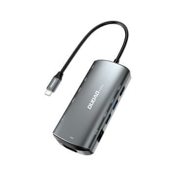 DUDAO A15Pro 11in1 USB HUB adapter, siva