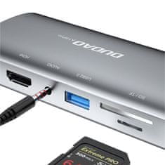 DUDAO A15Pro 11in1 USB HUB adapter, siva