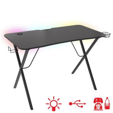 Genesis Holm 200 RGB gaming miza, 3x USB 3.0