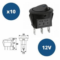 Handy 10x vgradno stikalo 16 A - 12 V DC, modra LED