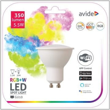 Avide SMART LED sijalka GU10 5.5W RGB+W WiFi APP