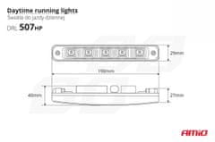 AMIO Dnevne luči za avto ravne 507 1000lm 11,52W 5600K E4 homologacija